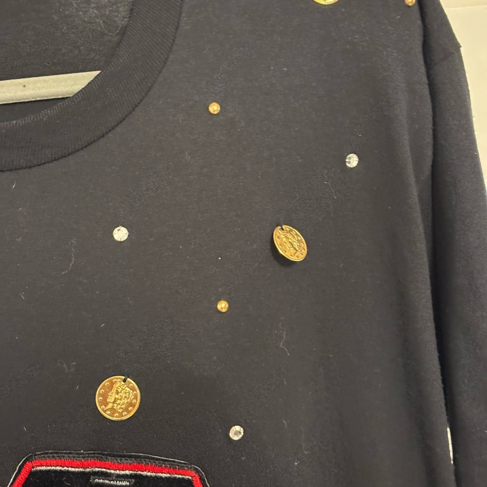 Accente’ Black Large Embroidered Corvette. Rhinestones, studs and hanging coins. - Picture 4 of 8
